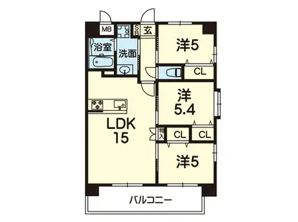 ライズ大津(3LDK/8階)の間取り写真