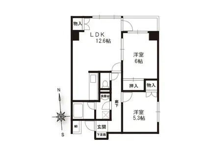 フルール・ベルテラス(2LDK/5階)の間取り写真