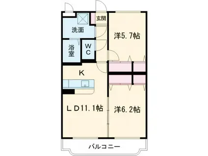 ユーミーセレッソ(2LDK/1階)の間取り写真