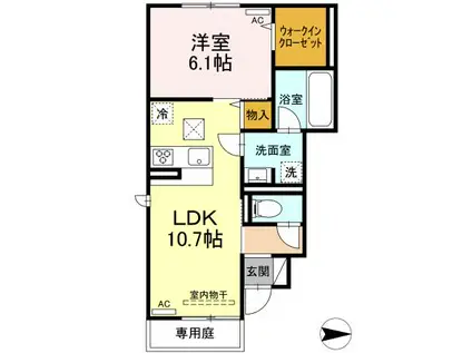 クレスト黄金町(1LDK/1階)の間取り写真