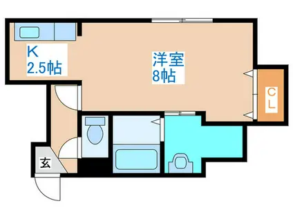 ファクター愛II(1K/2階)の間取り写真