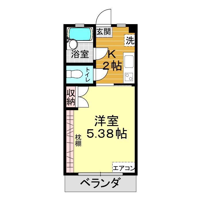 ヴィラ一の宮(1K/3階)の間取り写真