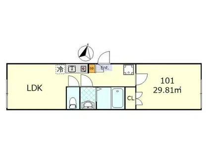 H.A.メテオ(1LDK/1階)の間取り写真