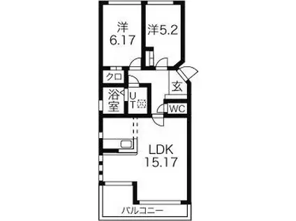 プリベ美園(2LDK/2階)の間取り写真
