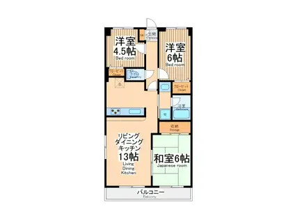 アプリレーイナギ(3LDK/2階)の間取り写真