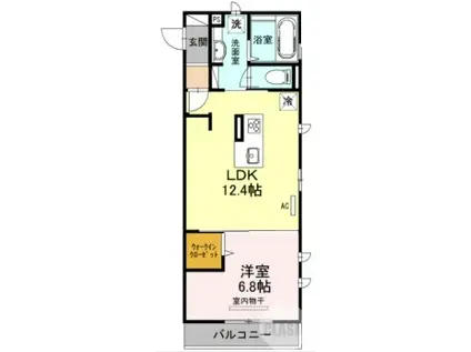 ムーラン ア ヴァン B棟(1LDK/1階)の間取り写真