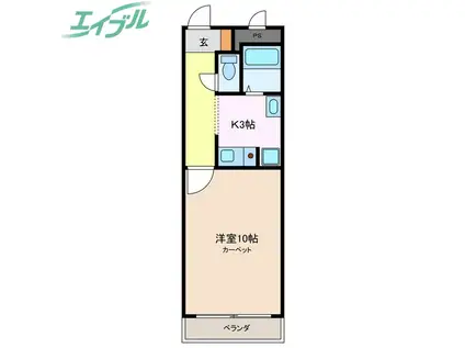 コート西浦(1K/4階)の間取り写真