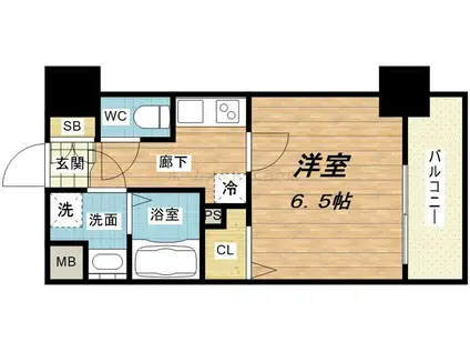 ミラージュパレス南堀江(1K/13階)の間取り写真