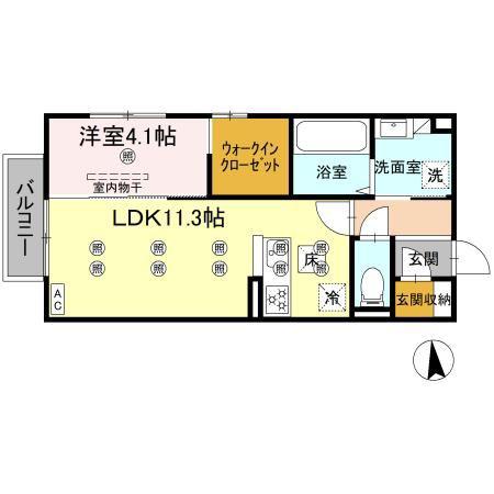 MAISON BLANCHE(1LDK/1階)の間取り写真