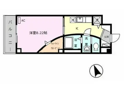 ヴィンチェロ(1K/2階)の間取り写真