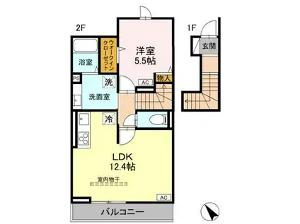 D-ROOM甲州街道(1LDK/2階)の間取り写真