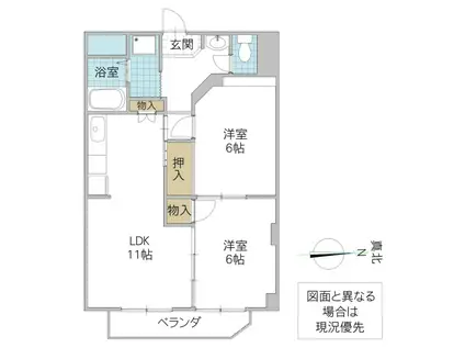 さくらビル(2LDK/3階)の間取り写真