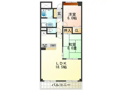 サンダモン北勘(2LDK/7階)の間取り写真