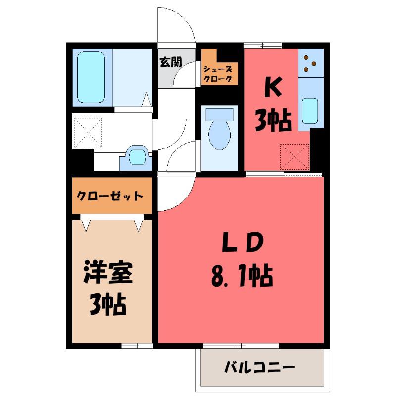 シャトレグラン(1LDK/2階)の間取り写真