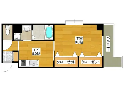 ブルーム江坂(1DK/1階)の間取り写真