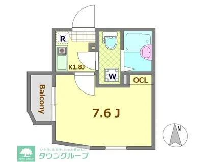 ラッフルズ・プレイス(1K/1階)の間取り写真