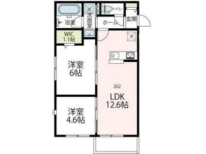 ヴァローレV(2LDK/2階)の間取り写真