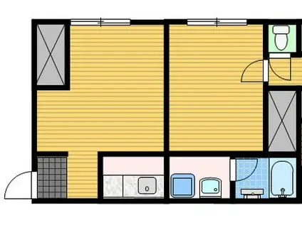 大浦福田アパート(2K/2階)の間取り写真