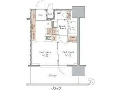 ジオエント梅田北リバーフロント(2K/7階)の間取り写真