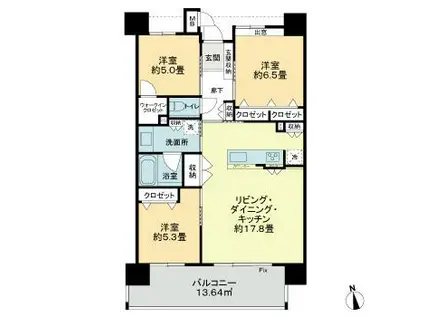 ル・サンク那覇西街(3LDK/11階)の間取り写真