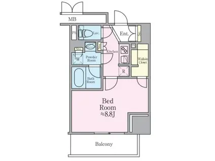 リージア海老名ビナフロント(1K/5階)の間取り写真