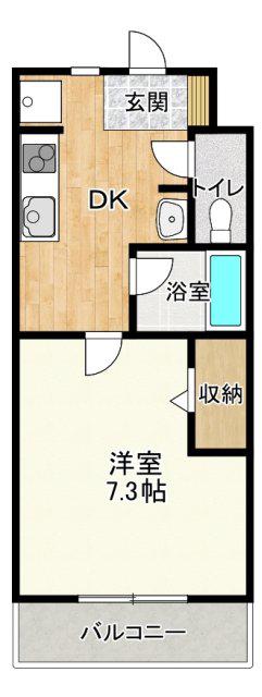 ドミール江西(1DK/1階)の間取り写真