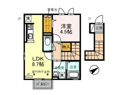 アバンウェル本江(1LDK/2階)の間取り写真