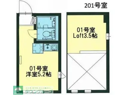 アルファ生田1号棟(ワンルーム/2階)の間取り写真
