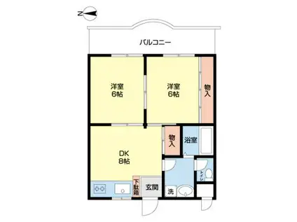 ヒルサイド山王(2DK/2階)の間取り写真