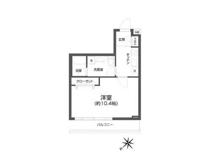 PASEO中目黒(1K/2階)の間取り写真