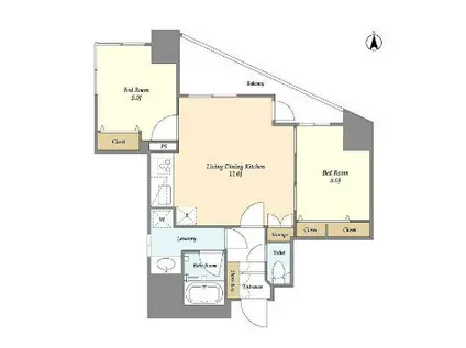 リバーレ芝公園(2LDK/13階)の間取り写真