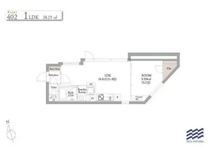 ブランコート中野新橋(1LDK/4階)の間取り写真