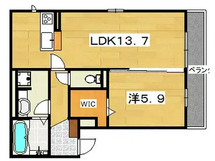 カシオペア枚方上之町(1LDK/2階)の間取り写真