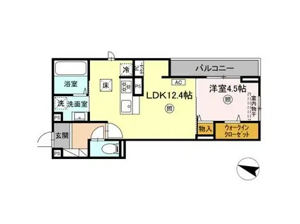 S&T GRACE SQUARE(1LDK/1階)の間取り写真