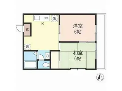 ロキシーヴィレッジ西浦和A(2DK/1階)の間取り写真