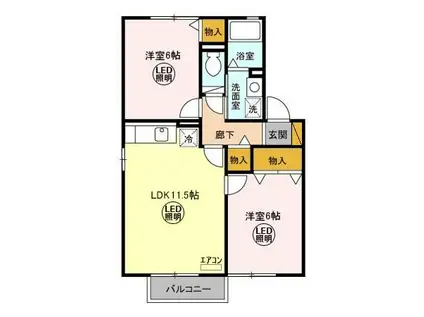 グレイススクエア A・B(2LDK/1階)の間取り写真