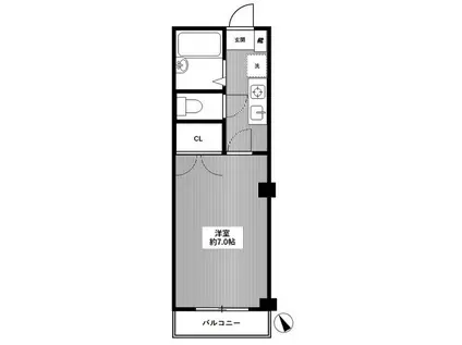 パインテール高井戸(1K/3階)の間取り写真