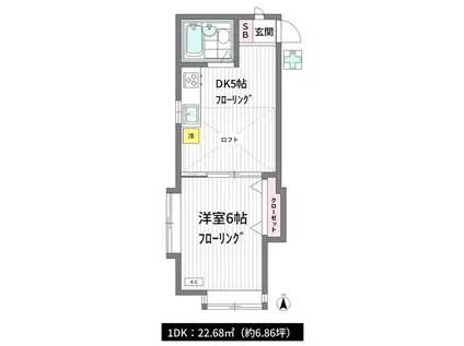 新和ハイツ(1DK/2階)の間取り写真