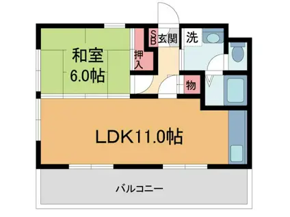 サーフ北口(1LDK/2階)の間取り写真
