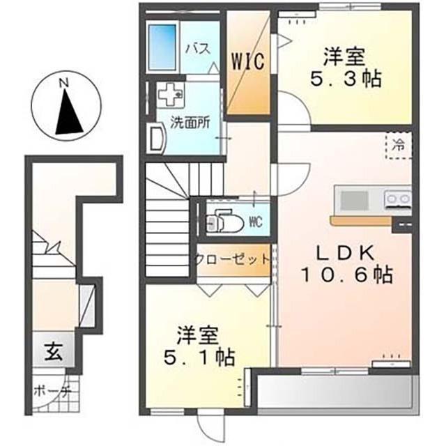 SOLDIASII(2LDK/2階)の間取り写真