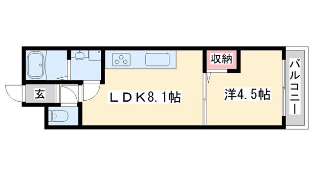 アーバンコート加古川(1LDK/1階)の間取り写真