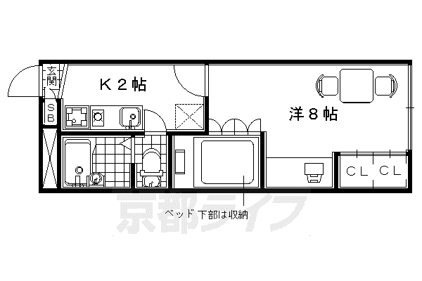レオパレス 州見台(1K/2階)の間取り写真