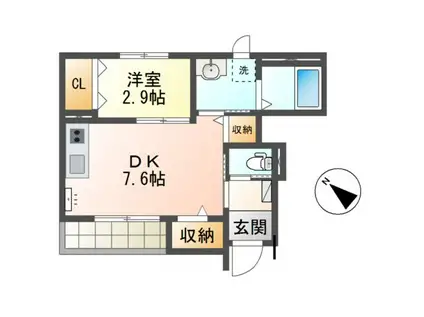 BLOOMINVILLA(1DK/1階)の間取り写真