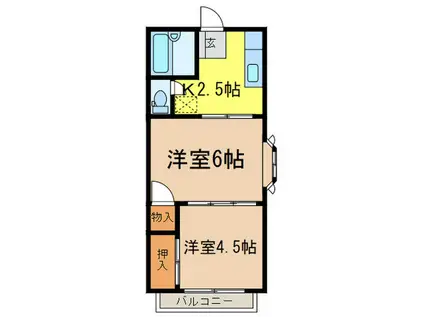 プチ・ハウス(2K/2階)の間取り写真