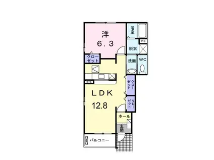 アルソーレ B(1LDK/1階)の間取り写真