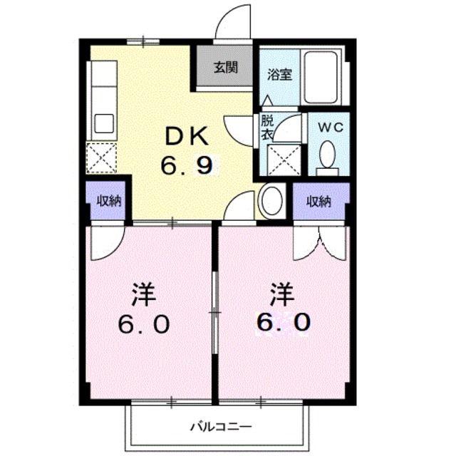 シティハイツ毛呂B(2DK/2階)の間取り写真