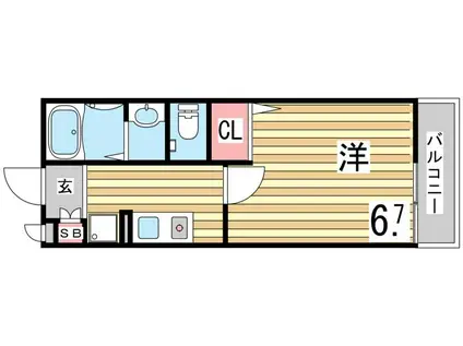 セジュール西代I(1K/2階)の間取り写真