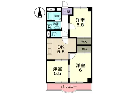 OASIS MAKINO(3DK/3階)の間取り写真