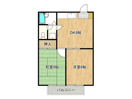 フェリチターレA棟(2DK/1階)の間取り写真