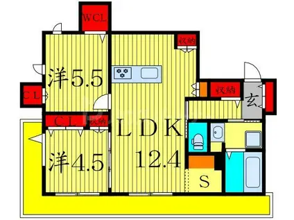 PROTEGO TOKYO イースト(2LDK/2階)の間取り写真